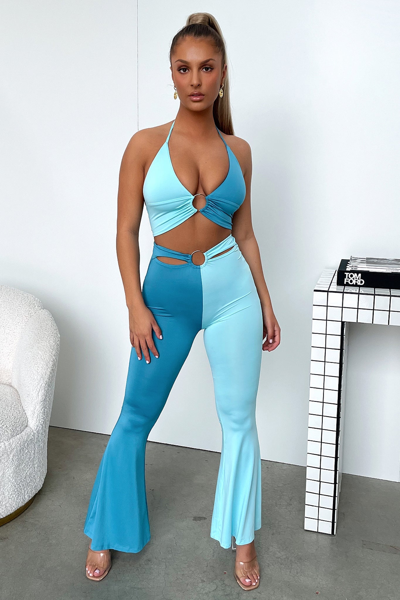 Ceaser Flare Pants for Women - High Waisted Blue Bell Bottom Jeans | Retro 70s Style Wide Leg Trousers for Casual Wear, Party & Vintage Outfits