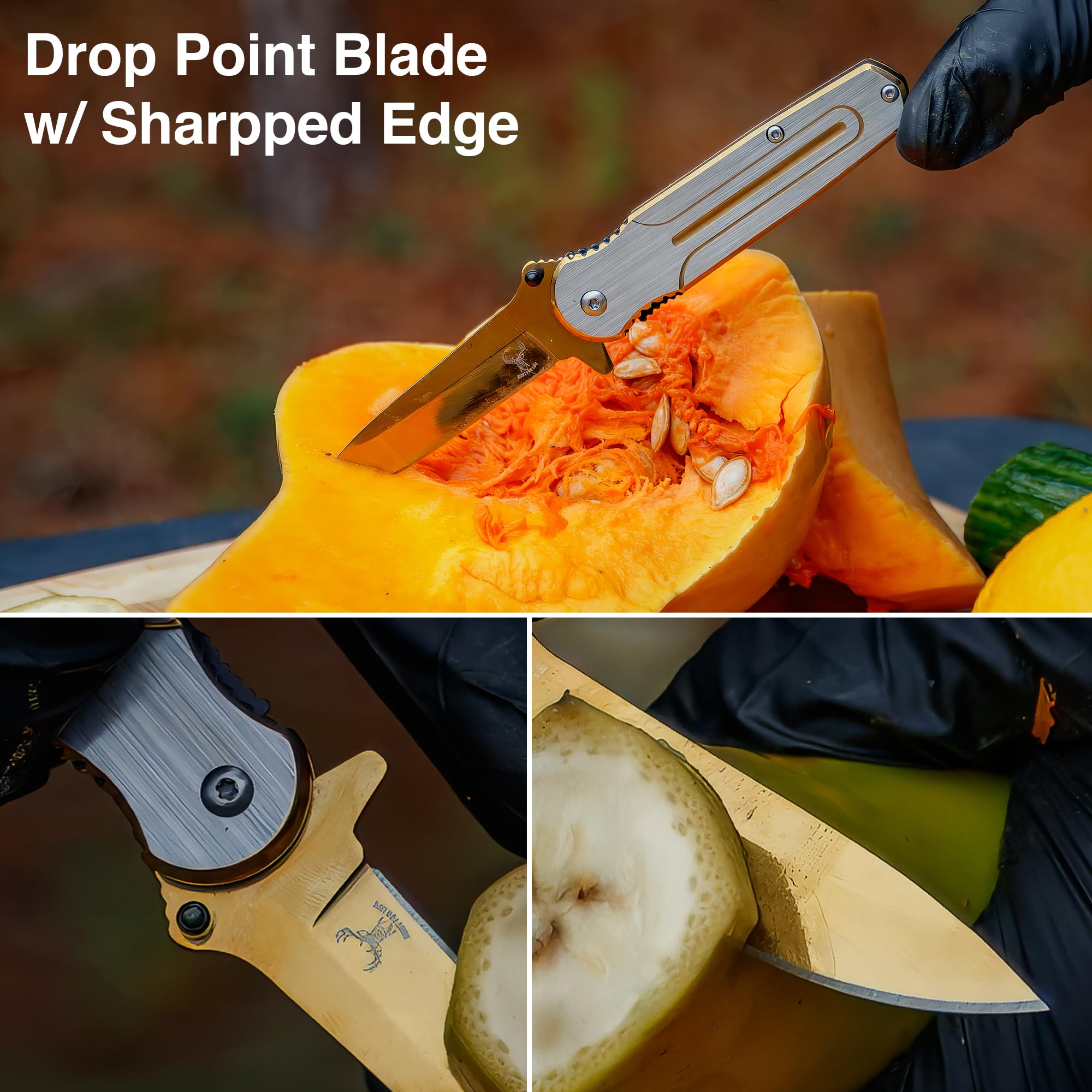 Premium Spring-Assisted Gold Mine Knife - Tactical Folding Pocket Knife for Camping, Hiking & Outdoor Adventures