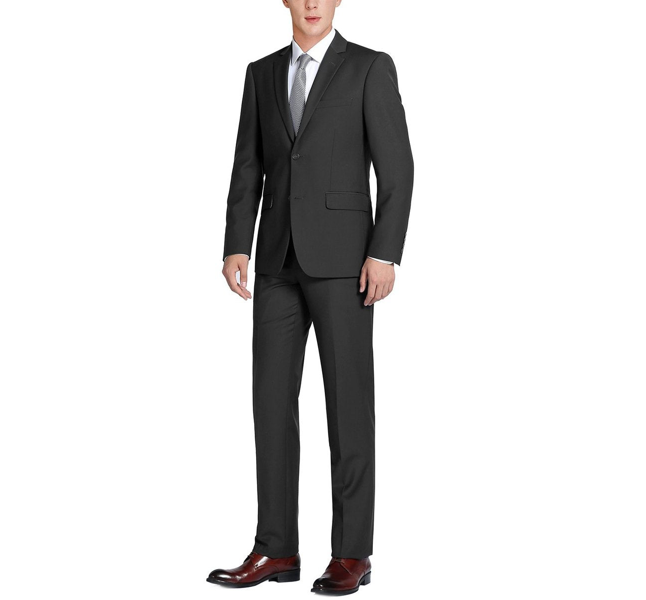 Alessandro Vitello by Renoir Black 2-Piece Slim Fit Single Breasted Notch Lapel Suit | Premium Men's Business Attire for Weddings, Office & Formal Events