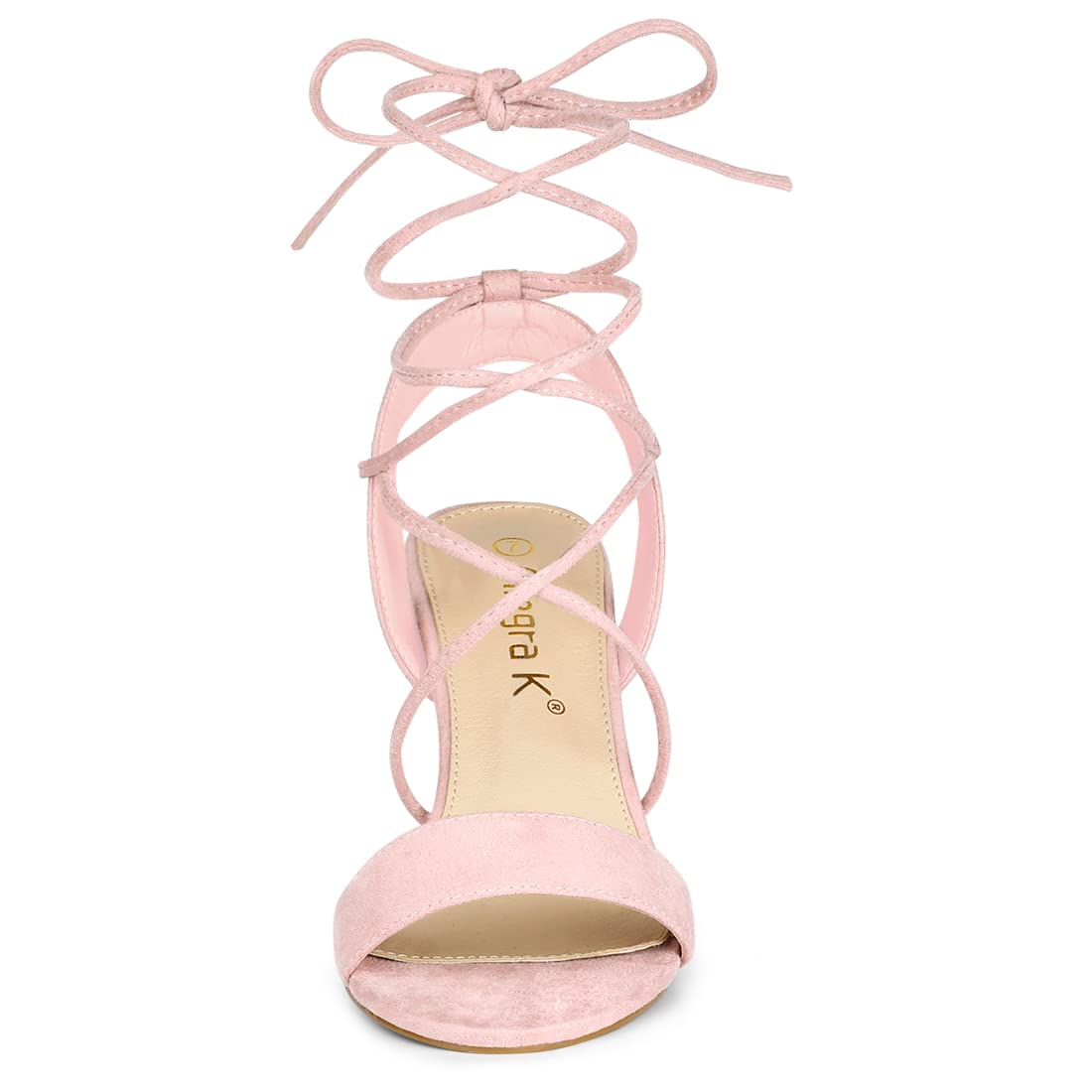 Allegra K Women's Clear Strap Block Heel Lace-Up Sandals - Comfortable Chunky Heel Dress Shoes for Wedding, Party & Evening Events