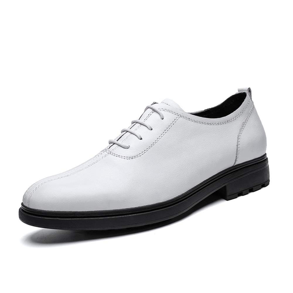 Premium Men's Leather Dress Shoes - Classic Oxford Lace-Up Style with Round Toe, Anti-Slip Rubber Sole & Block Heel | Cowhide Formal Shoes for Wedding, Business & Office Wear