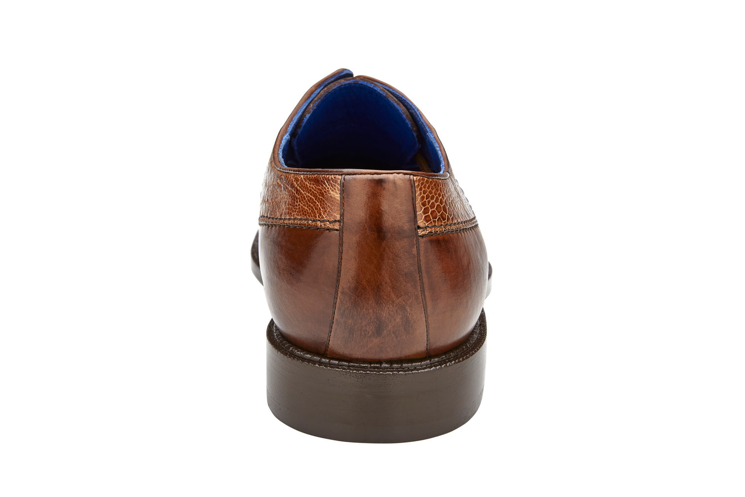 Belvedere Biagio Genuine Ostrich Leather & Italian Calfskin Dress Shoes - Antique Peanut Brown Size B13 | Premium Men's Formal Footwear for Business & Special Occasions
