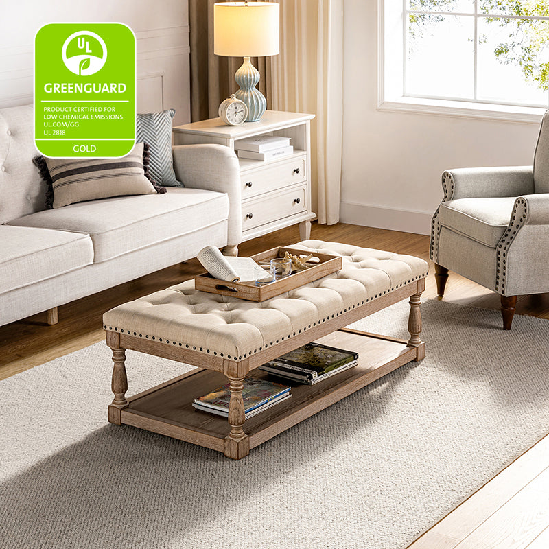 Isaak Upholstered Storage Ottoman Bench with Lift Top - Extra Seating & Hidden Storage for Living Room, Bedroom, or Nursery - Perfect for Blankets, Toys & Home Organization