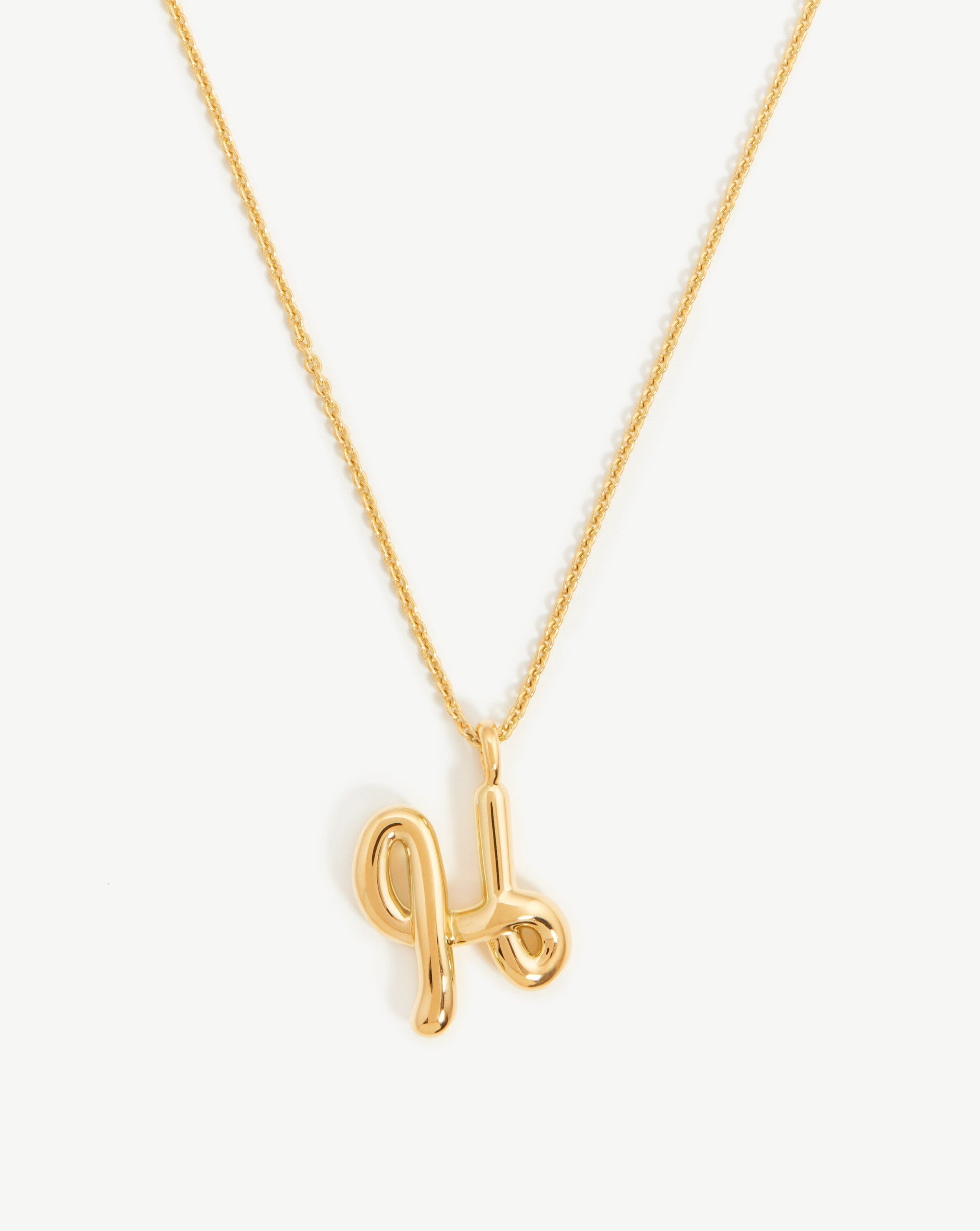 Curly Molten Initial Pendant Necklace - Personalized Letter H | 18k Gold Vermeil Jewelry for Women - Perfect Gift for Birthday, Anniversary & Valentine's Day