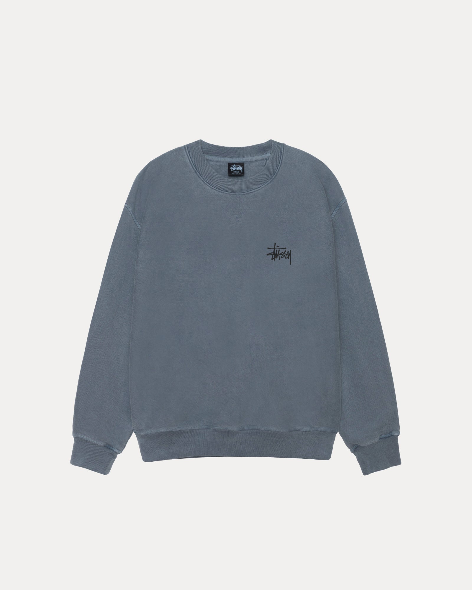Stüssy Basic Crewneck Sweatshirt - Pigment Dyed Cotton for Men & Women | Casual Streetwear & Loungewear
