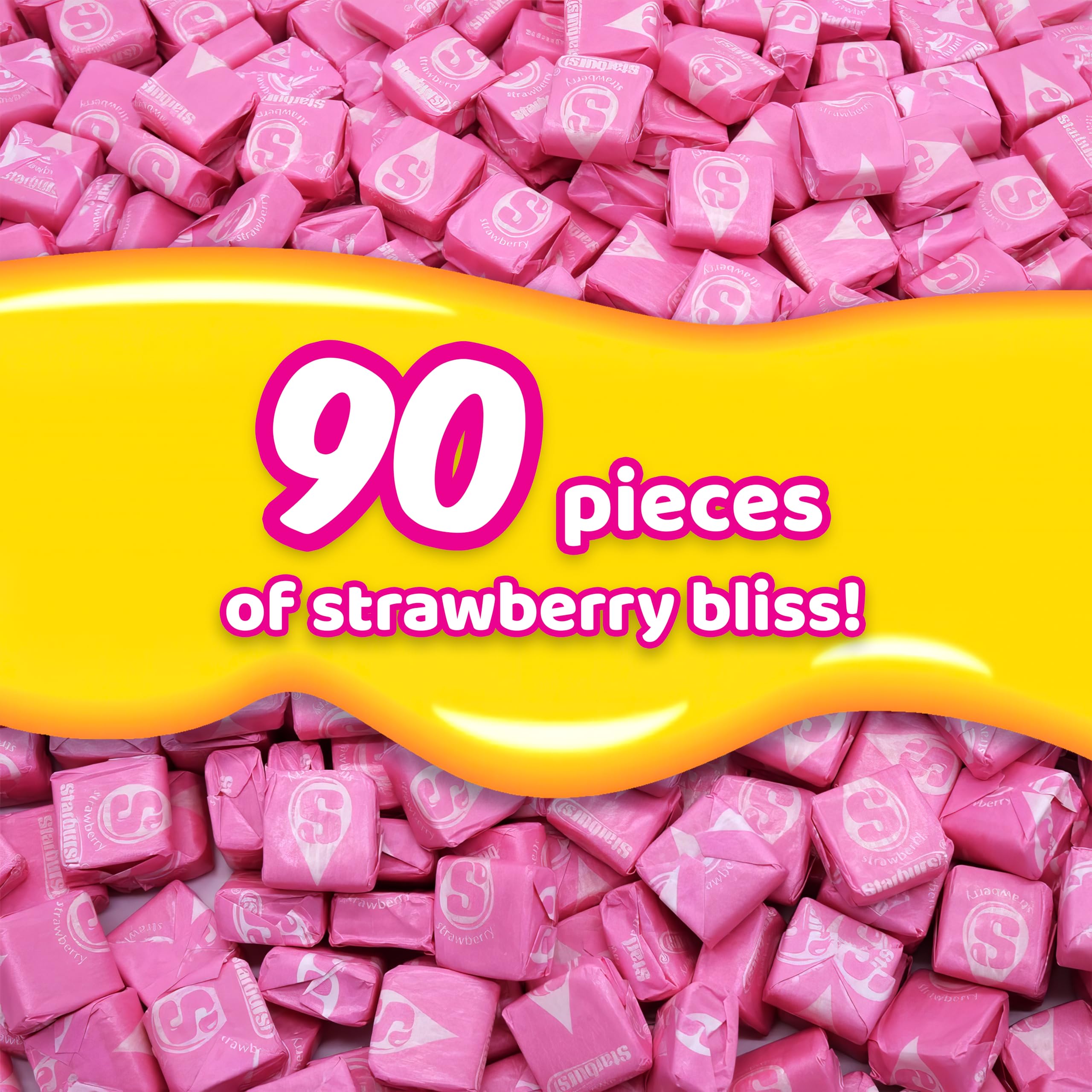Strawberry Chewy Candy - 1 Pound Bulk Individually Wrapped Pink Candies (Approx 90 Pieces) - Sweet Snacks for Kids & Adults - Perfect for Christmas Candy Buffets, Party Favors, and Holiday Decorations