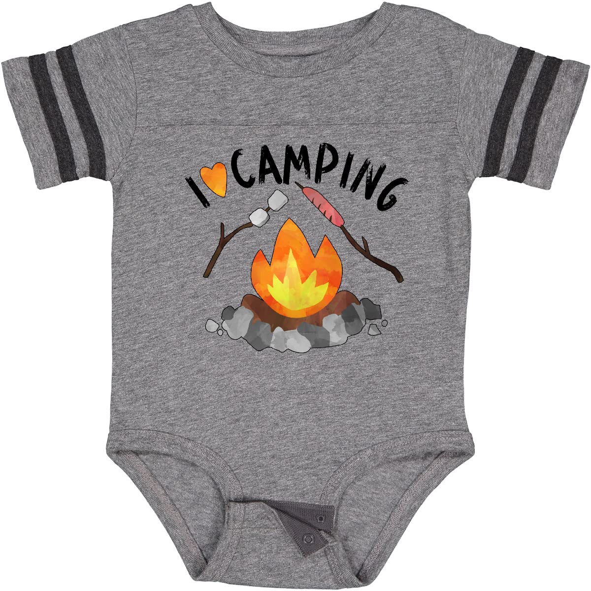 Inktastic I Love Camping Baby Bodysuit - Cute Campfire, Hot Dog & Marshmallows Design - Perfect for Outdoor Adventures & Family Camping Trips