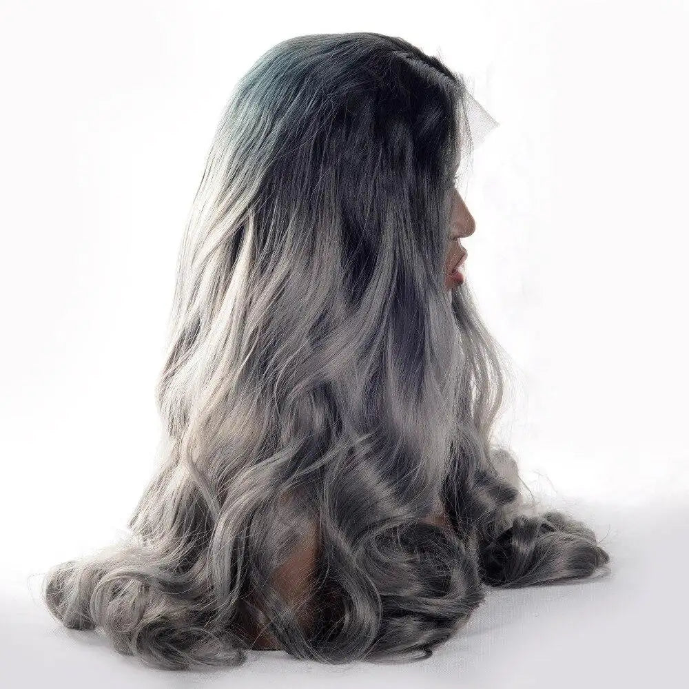 Dark Grey Body Wave Synthetic Lace Front Wig for Women - Natural Looking Full Wig with Pre-Plucked Hairline & HD Lace - Perfect for Cosplay, Daily Wear & Special Occasions