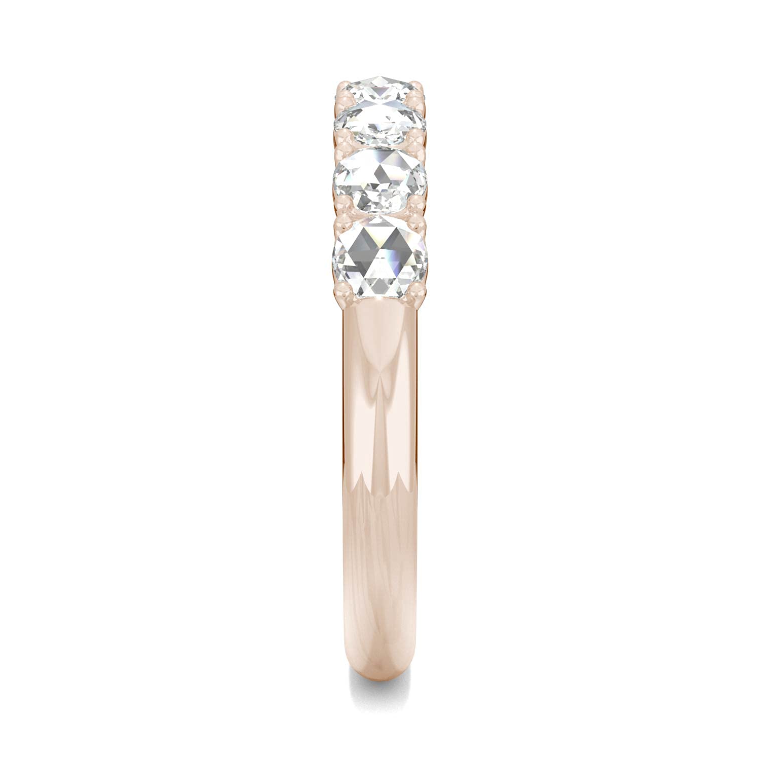 14K Rose Gold 3mm Round Rose Cut Moissanite Wedding Band Ring - 0.49cttw DEW Certified by Charles & Colvard - Elegant Bridal Jewelry for Engagement, Anniversary & Special Occasions