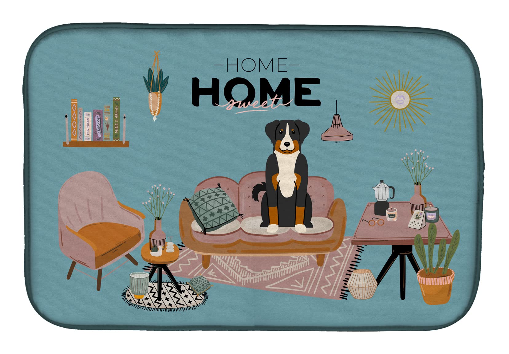 Absorbent Dish Drying Mat for Kitchen Counter - Appenzeller Sennenhund Design, 14x21