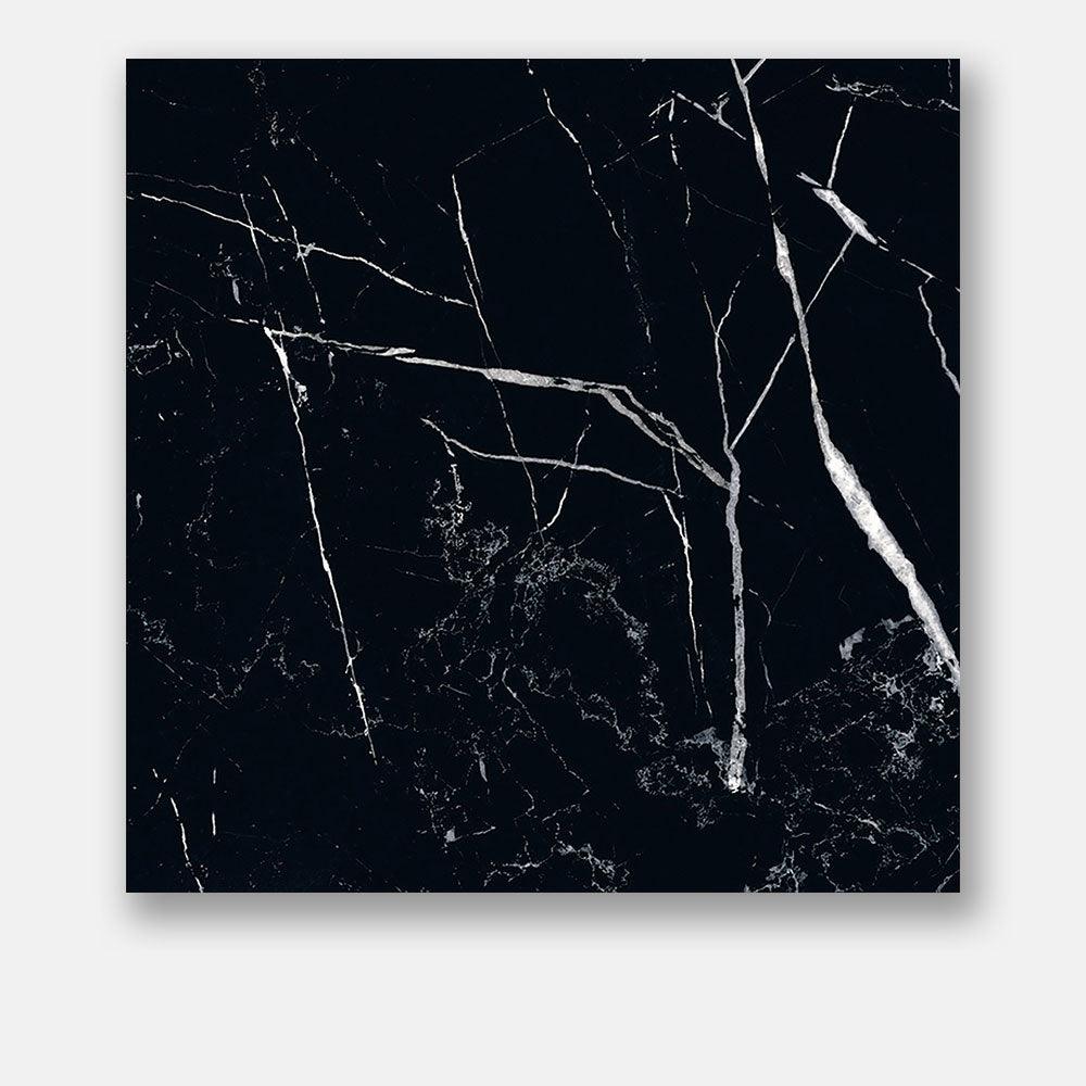 Premium Marble Look Porcelain Tile 24x24 Inch - Nero Marquina Black Polished Finish for Flooring & Wall - Perfect for Bathroom, Kitchen & Living Room Décor
