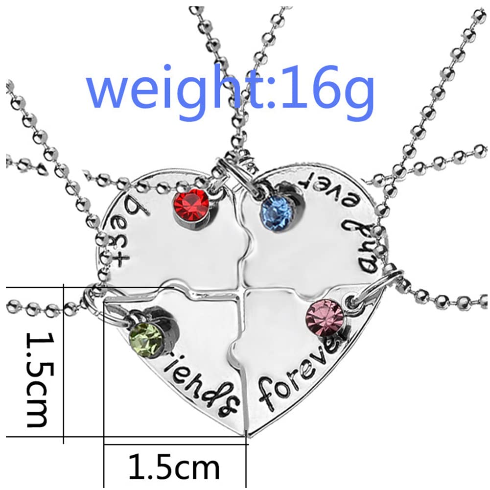 ZAHSY Bff Best Friend Friendship Necklace Set of 4 - Crystal Broken Heart Puzzle Necklaces for Women - Perfect Birthday, Christmas Gift for Best Friends - Ideal for Anniversaries, Graduations, and Special Occasions
