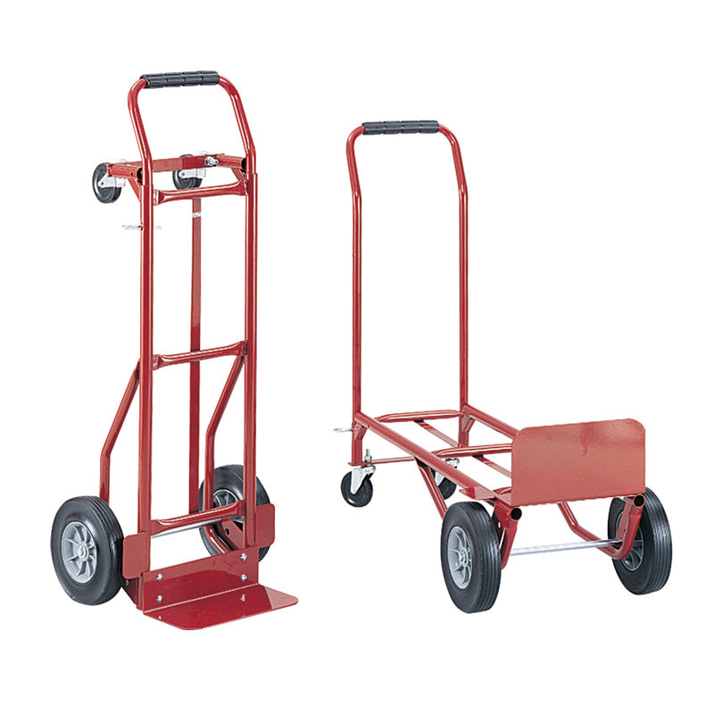 Heavy Duty Convertible Hand Truck with 600 lbs Capacity - Red Folding Dolly Cart for Moving, Warehouse, Office & Home Use
