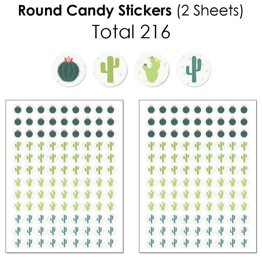Big Dot of Happiness Prickly Cactus Party Supplies - 304-Piece Candy Bar Wrappers, Round Stickers & Favor Kit for Fiesta Celebrations - Perfect for Birthday Parties, Baby Showers & Mexican-Themed Events
