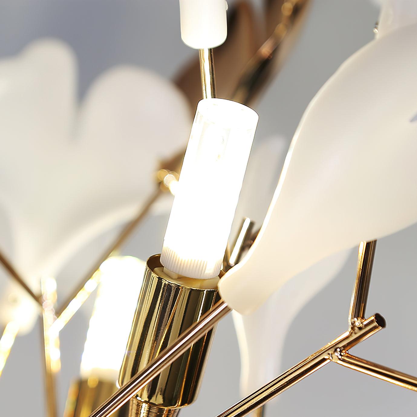 Gingko Leaf Floor Lamp - Modern LED Standing Light with Natural Leaf Design for Living Room, Bedroom & Office Decor