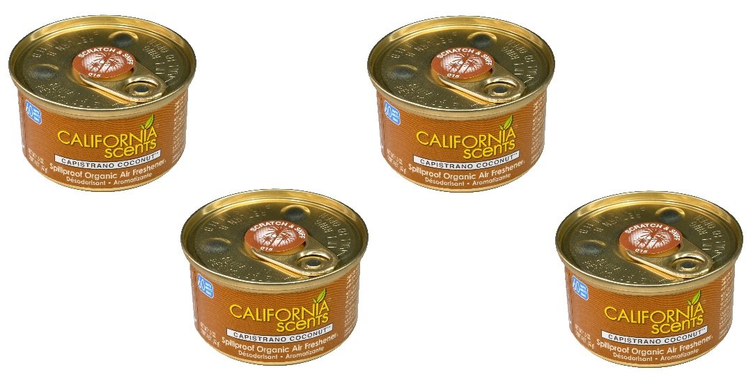 California Scents Air Freshener 4-Pack - Long Lasting Car Air Fresheners in Capistrano Coconut Scent | Eliminate Odors & Freshen Your Vehicle for Weeks | Perfect for Cars, Trucks, SUVs & Office Spaces