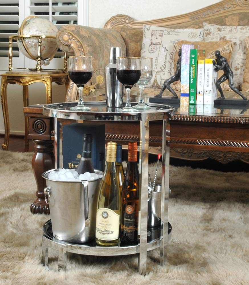 Round End Table with Chrome Finish - Modern Side Table for Living Room, Bedroom, or Office - Perfect for Small Spaces and Home Decor