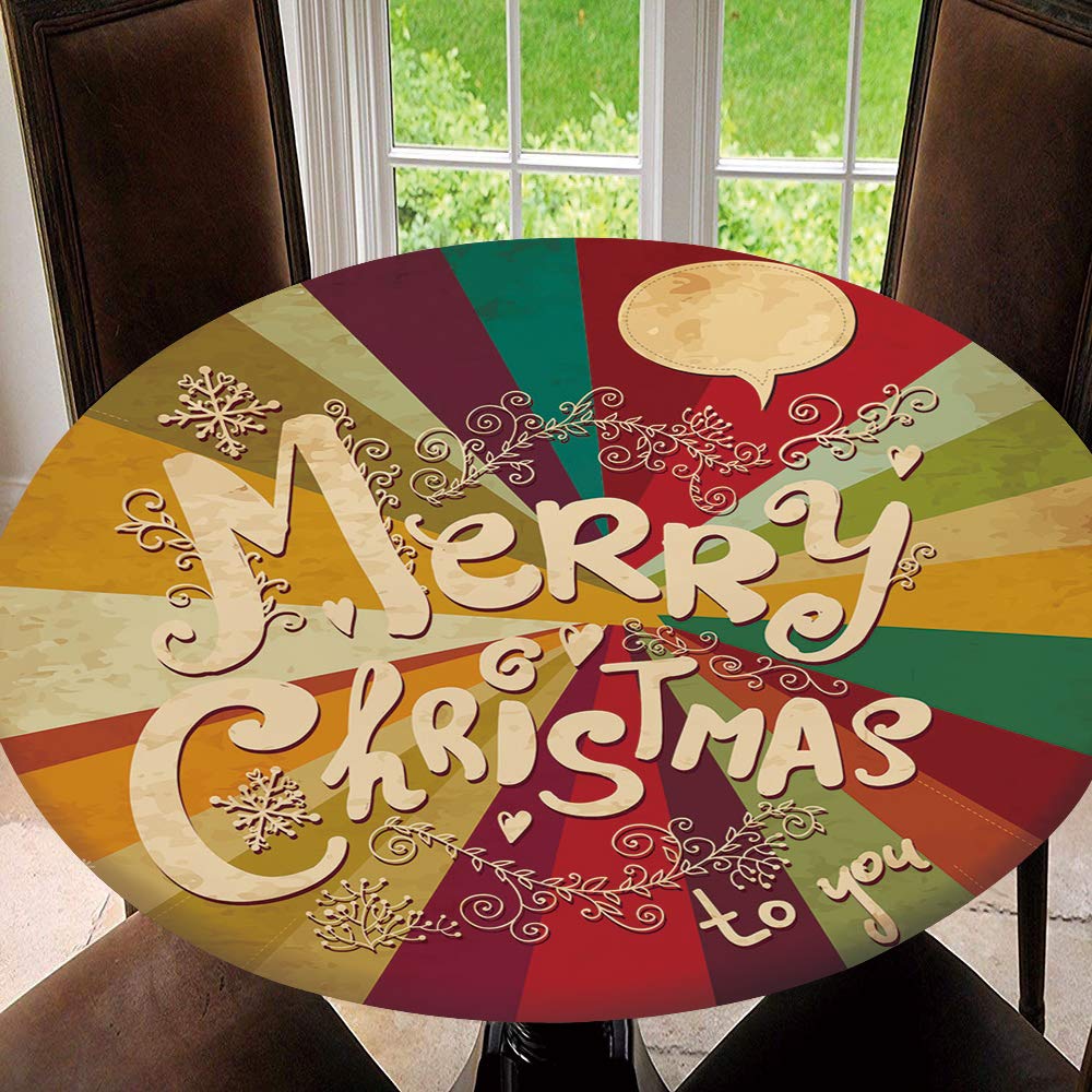 Vintage Christmas Round Tablecloth with Elastic Edge - Fits 43