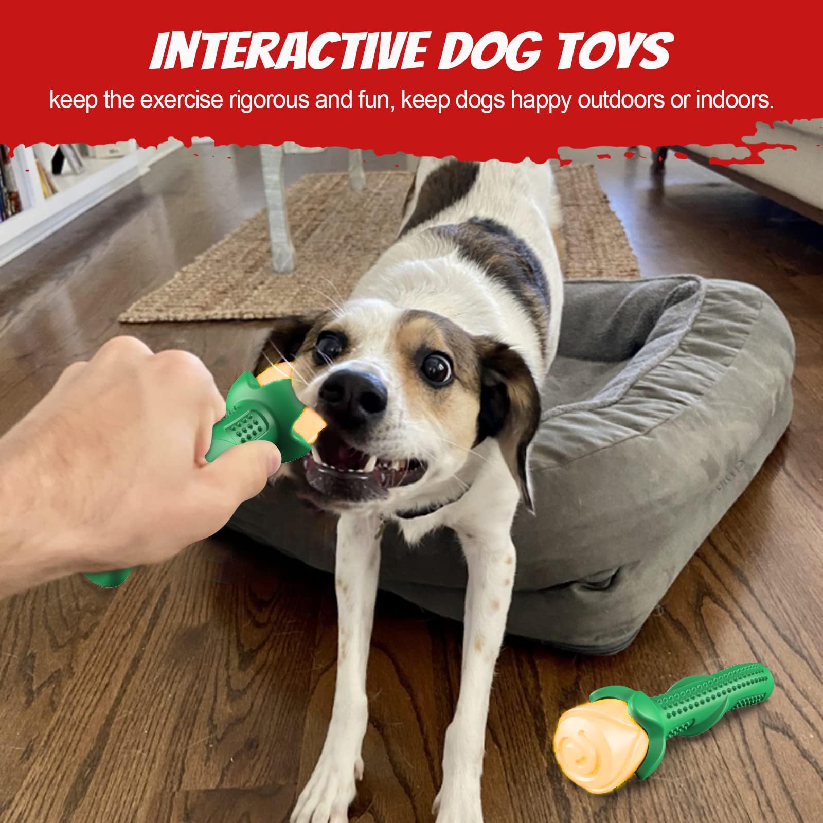 Durable Dog Toys for Aggressive Chewers - Interactive Chew Toys for Training & Teeth Cleaning - Champagne & Rose Colors - Perfect for Large Breed Dogs & Puppy Teething Relief