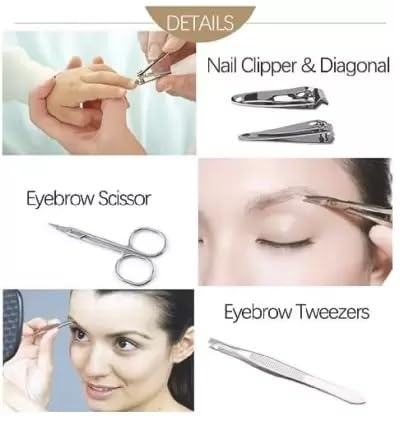 SKENTERPRISES 7-in-1 Professional Manicure Kit - Stainless Steel Nail Clipper, Cuticle Nipper, Nail File & More - Complete Nail Care Set for Home & Salon Use - Perfect for Travel, Gifts & DIY Manicures