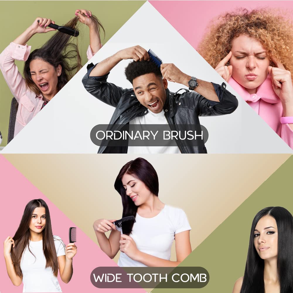 Wide Tooth Comb for Long Wet Curly Hair – Smooth Sturdy Anti Static Detangling Comb – Perfect for Defining Curls & Reducing Breakage – Great for Shower, Salon & Travel Use