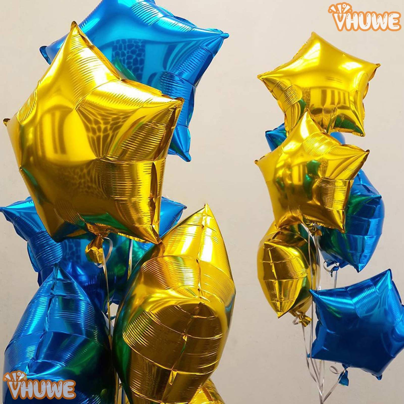 Blue Star Balloons 18 Inch - Pack of 10 | Metallic Mylar Helium Foil Star Balloons for Birthday Parties, Baby Showers, Weddings & Anniversaries | Party Decorations, Backdrop Supplies & Celebration Decor