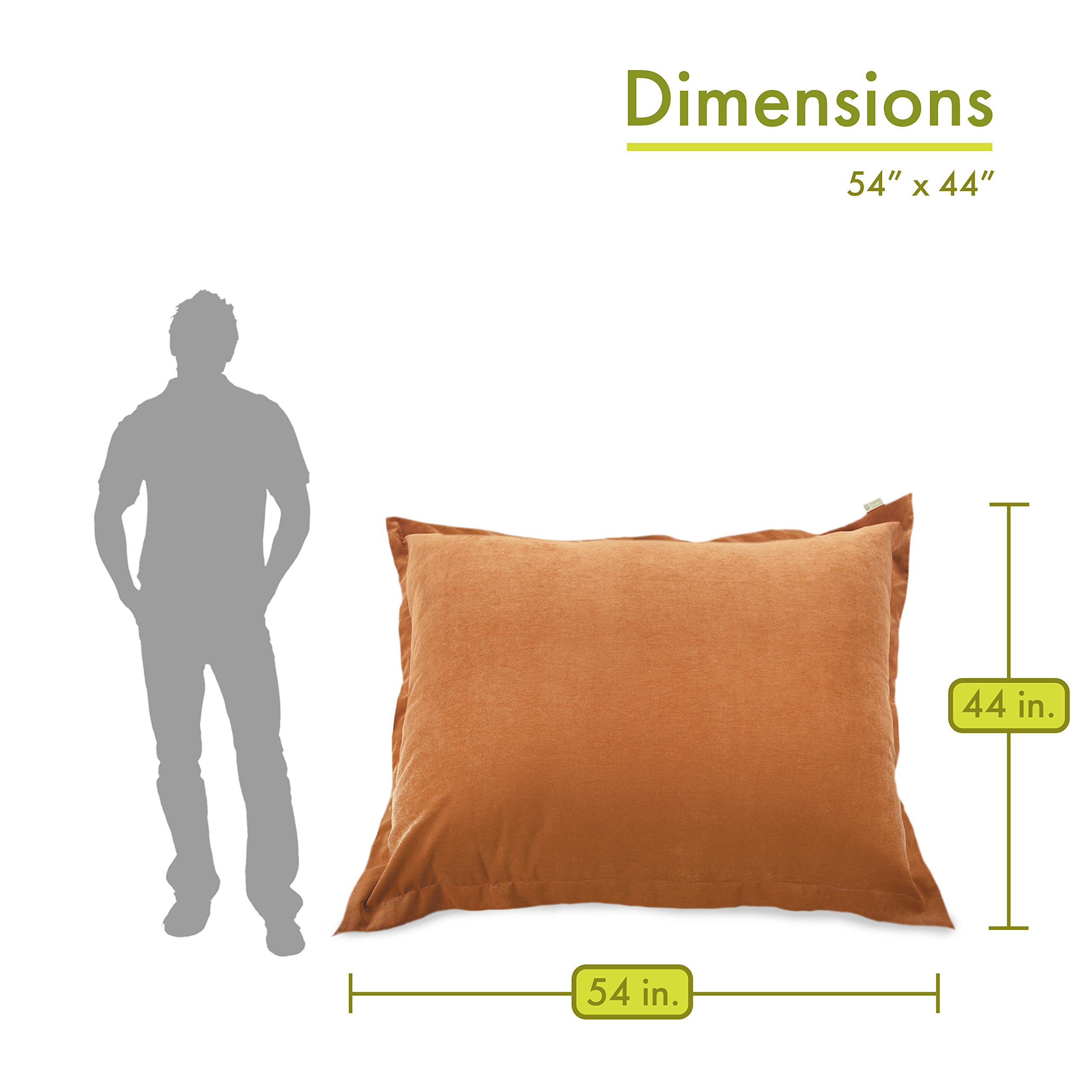 Majestic Home Goods Villa Floor Pillow - Soft & Comfortable Orange Floor Cushion for Living Room, Bedroom, Yoga & Meditation - Perfect for Lounging, Reading & Relaxing