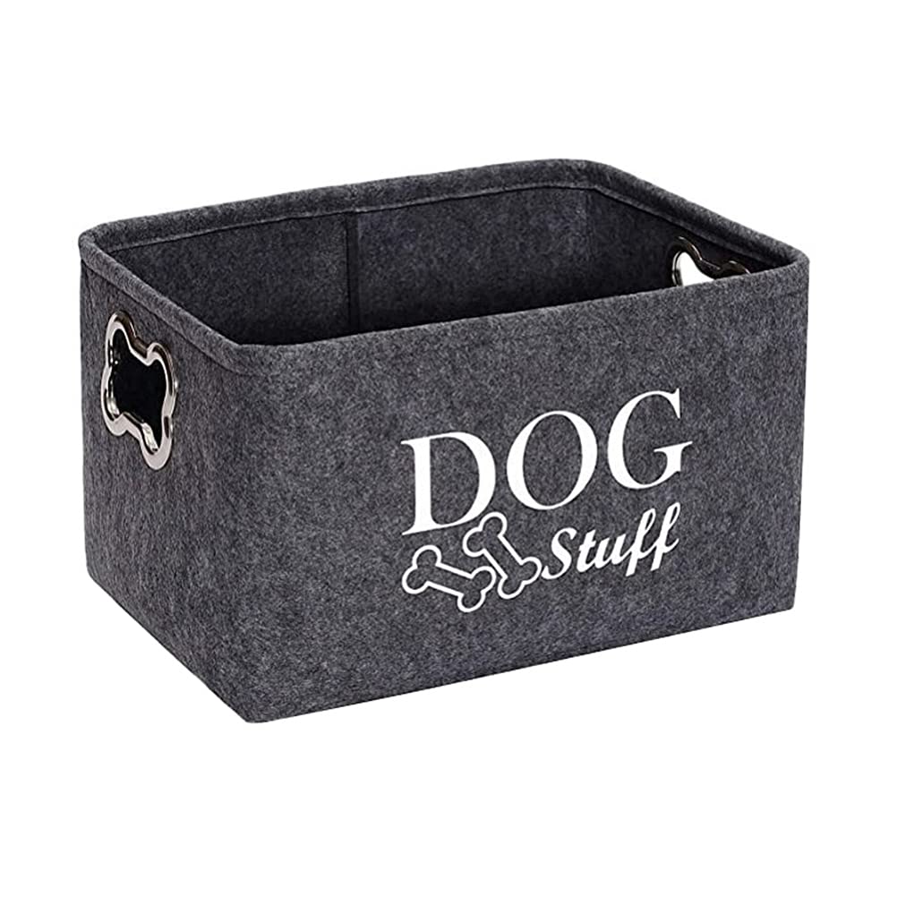 1Pc Dark Grey Felt Storage Box for Dog Toys & Pet Supplies - Organize Pet Accessories, Treats & Sundries - Perfect for Home, Travel & Grooming Stations