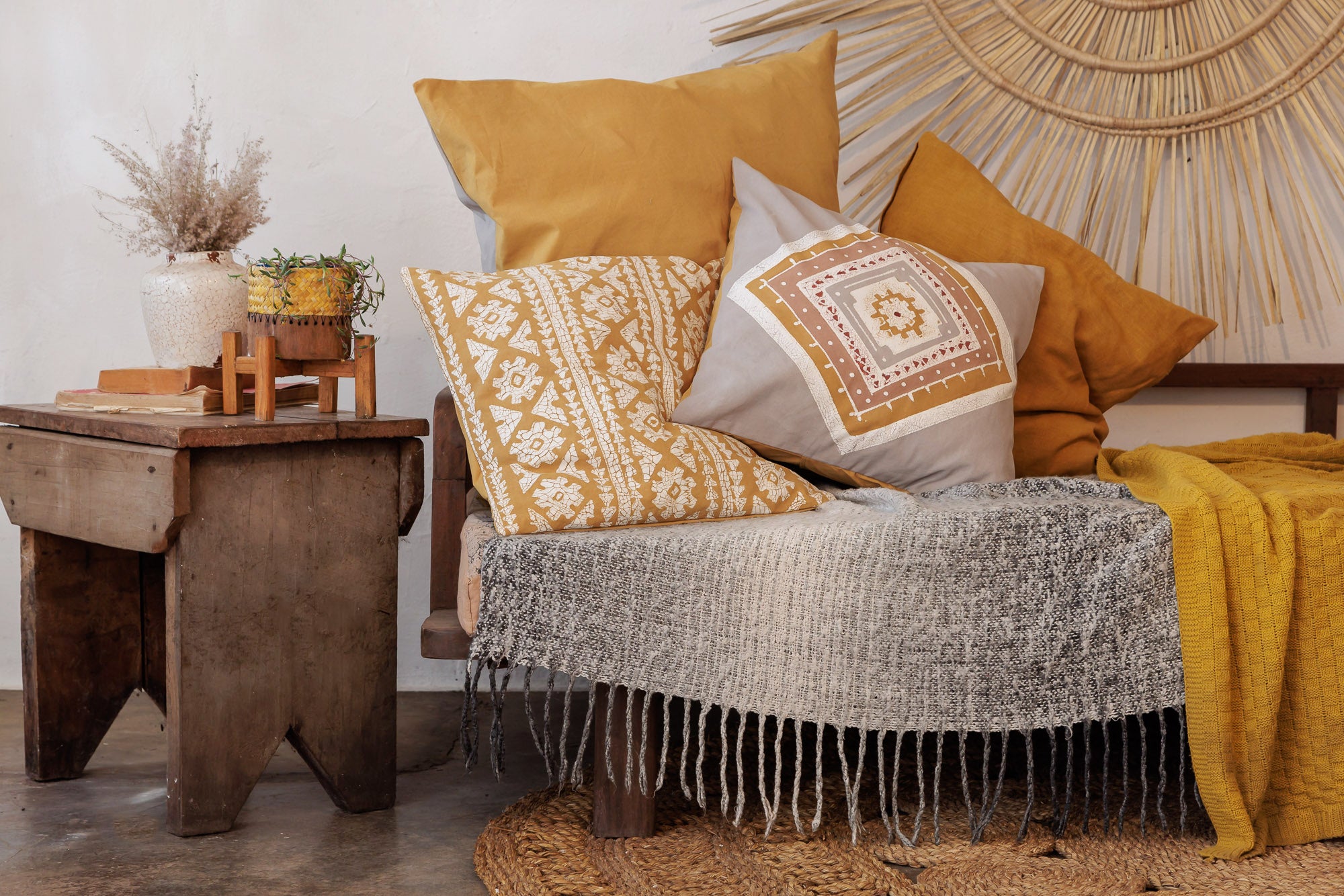 Atlas Moroccan Crackle Cushion Cover - Handmade Boho Pillow Case for Sofa, Bed, Chair - Perfect for Bohemian, Moroccan & Eclectic Home Decor