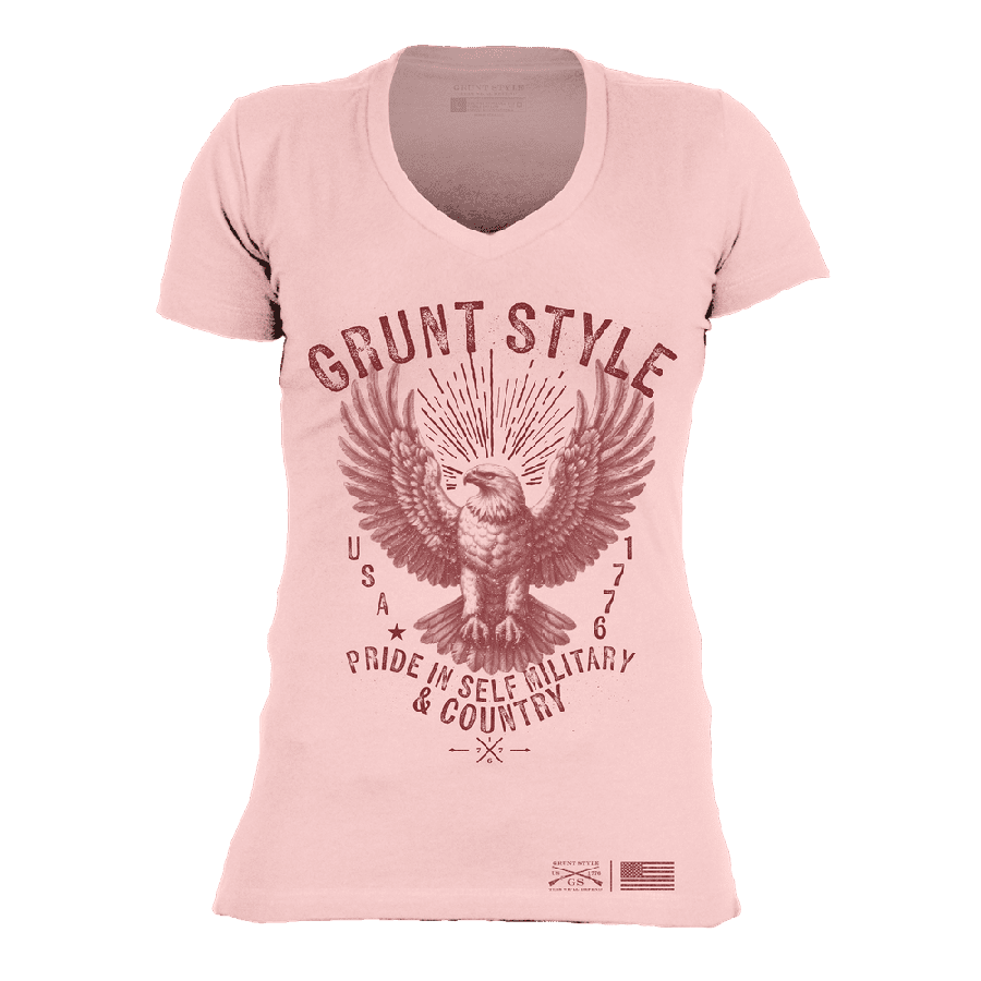 Women's Ethos Eagle V-Neck T-Shirt - Light Pink | Soft & Comfortable Casual Top for Everyday Wear | Perfect for Work, Outings & Relaxing