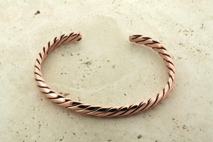 Copper Narrow Flattened Braided Cuff Bracelet - Elegant Boho Jewelry for Women, Perfect for Casual Wear, Parties, and Special Occasions