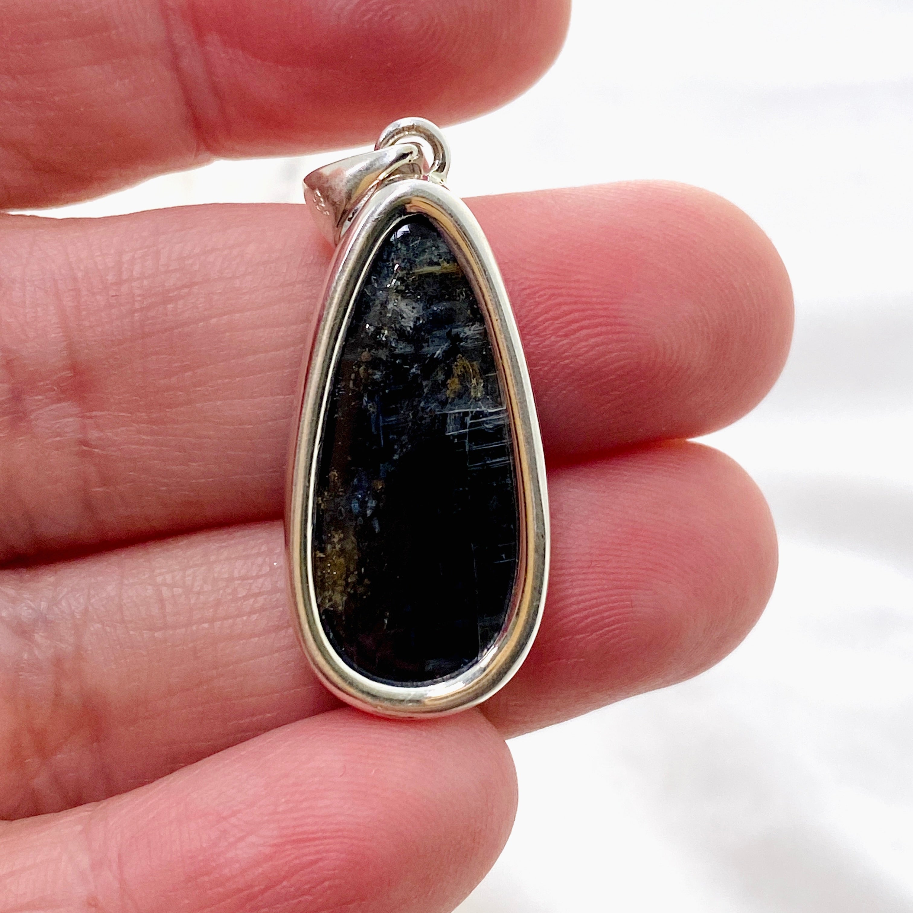 Natural Blue Kyanite Teardrop Cabochon Pendant Necklace KPGJ4618 - Healing Crystal Jewelry for Meditation & Energy Balancing