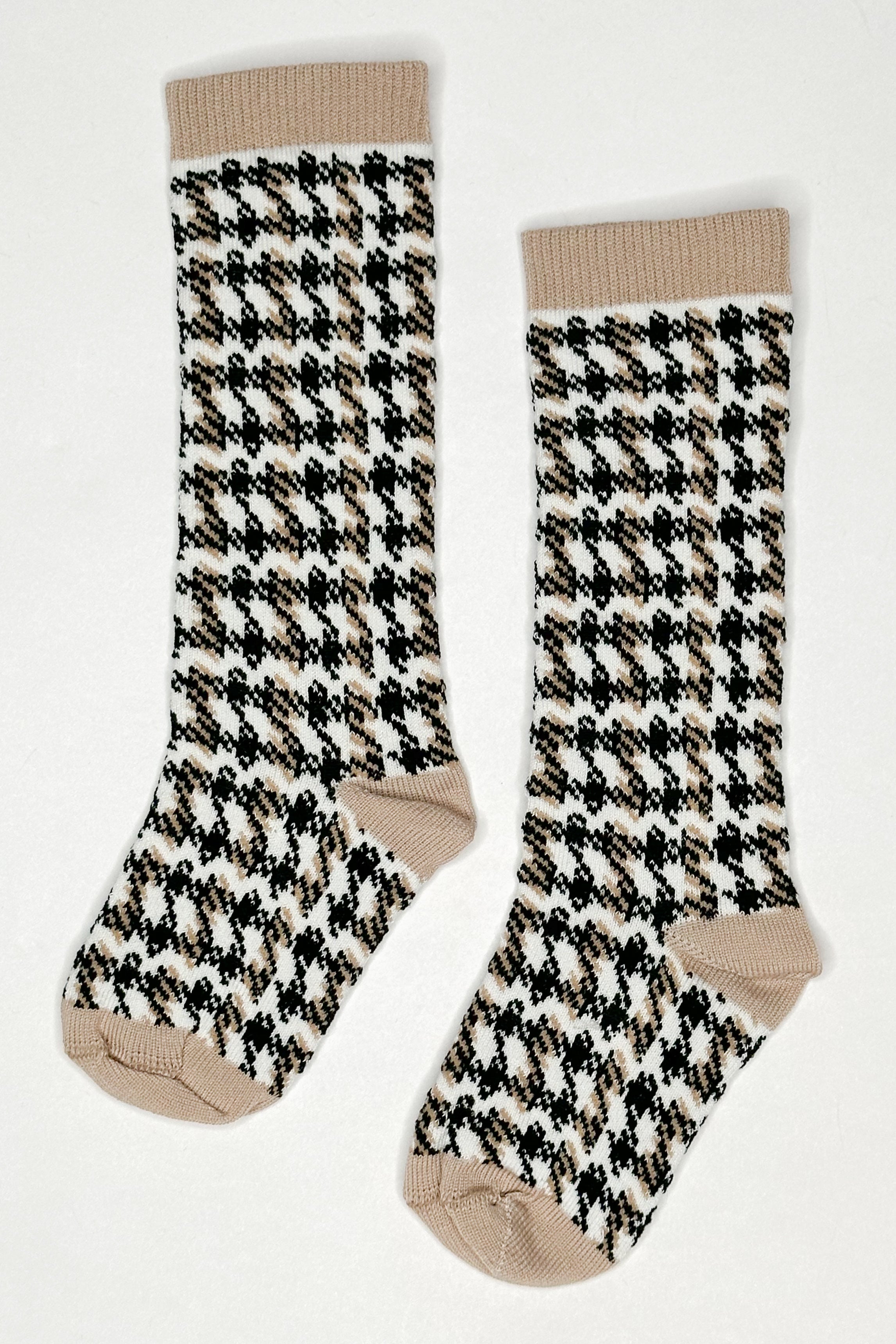 Houndstooth Knee High Socks for Women - Fashionable Checkered Pattern Winter Warm Socks - Perfect for Boots, Office Wear, and Cold Weather Outfits