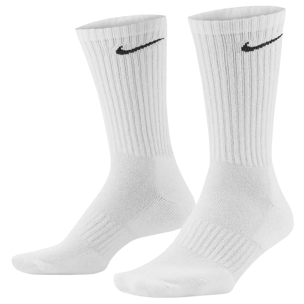 Nike Everyday Cushioned Crew Socks 3-Pack - White | Comfortable Athletic Socks for Men & Women | Perfect for Running, Gym & Daily Wear