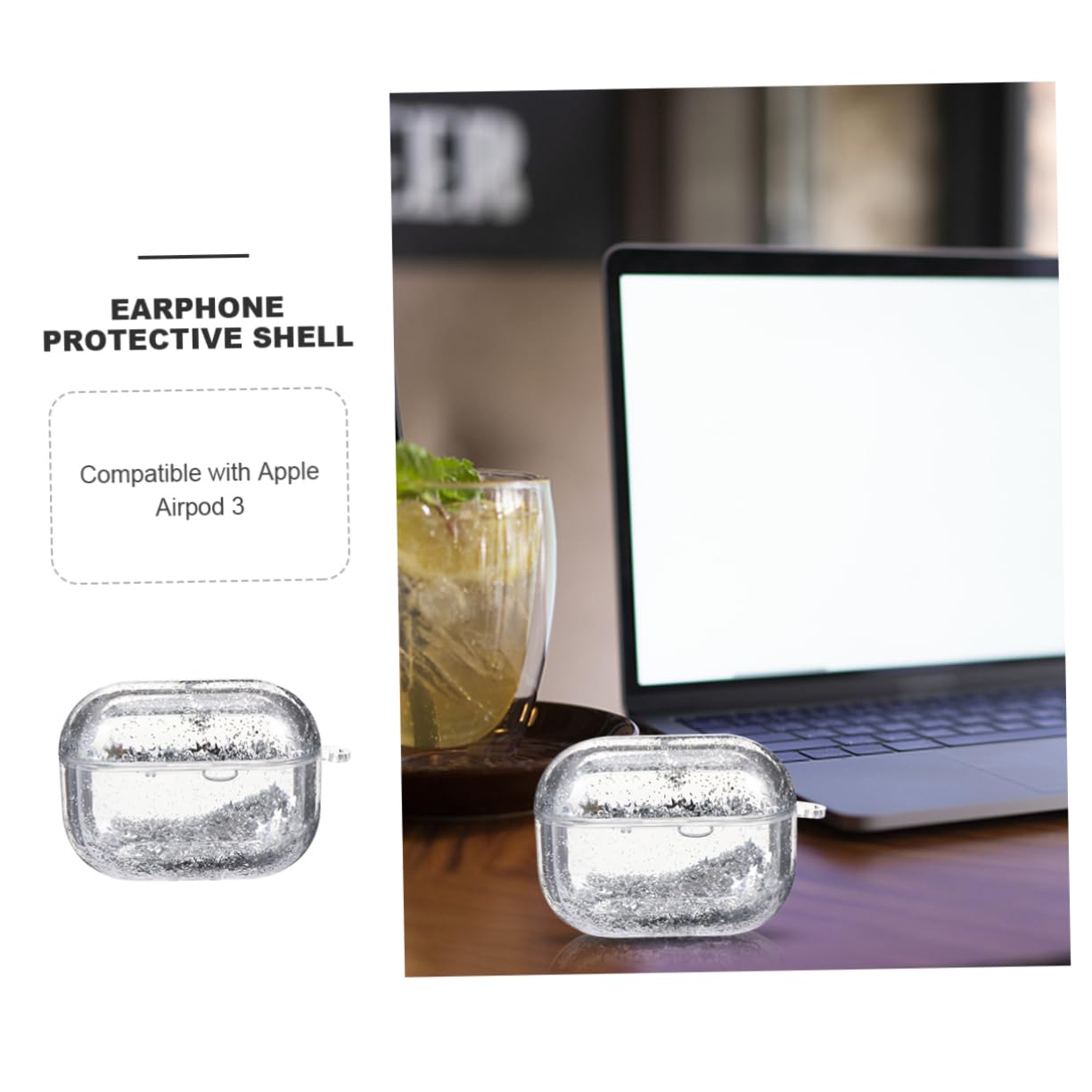 DOITOOL 2 Pack Glitter Quicksand Protective Case for Wireless Earbuds - Shockproof Dustproof Headphone Cover with Storage Box (Pink/Blue) - Perfect for AirPods, Galaxy Buds & Wireless Earphones Protection at Home, Gym or Travel