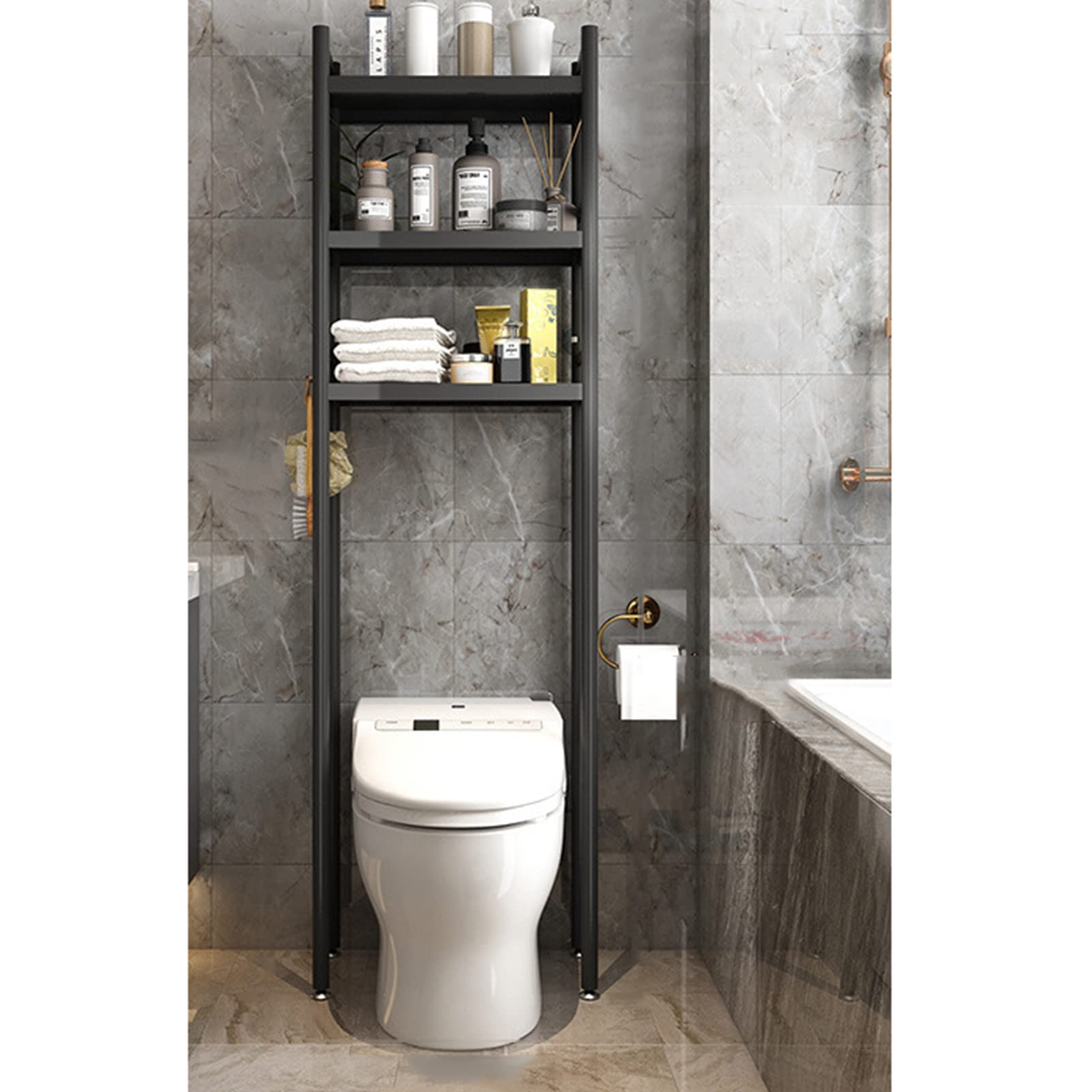 Stainless Steel Floor Standing Toilet Rack - Bathroom Corner Storage Organizer for Laundry Room & Kitchen | Space-Saving Shelf for Towels, Toiletries & Cleaning Supplies