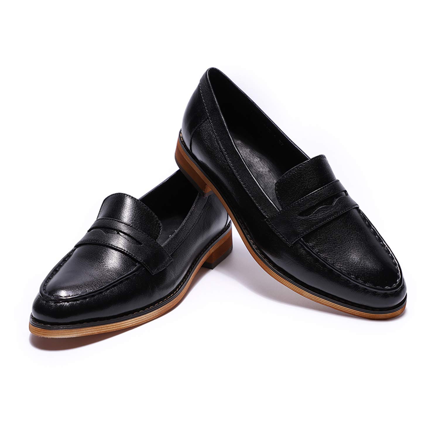 Women's Classic Leather Penny Loafers - Slip-On Dress Casual Flats for Office & Work | Comfortable & Stylish Ladies Shoes for Business, Travel & Everyday Wear