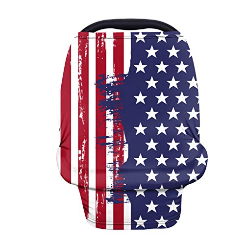 JOAIFO American Flag Nursing Cover - Breathable Breastfeeding Cover for Moms, Baby Stroller Canopy & Car Seat Cover - Washable & Easy to Install - Perfect for Outdoor Nursing, Park Visits & Travel