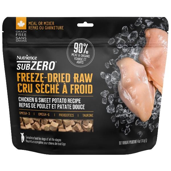Nutrience SubZero Freeze Dried Raw Dog Food with Chicken & Sweet Potato - High Protein Grain-Free Recipe for Small & Large Breeds - Perfect for Training Treats, Meal Toppers, or Outdoor Adventures
