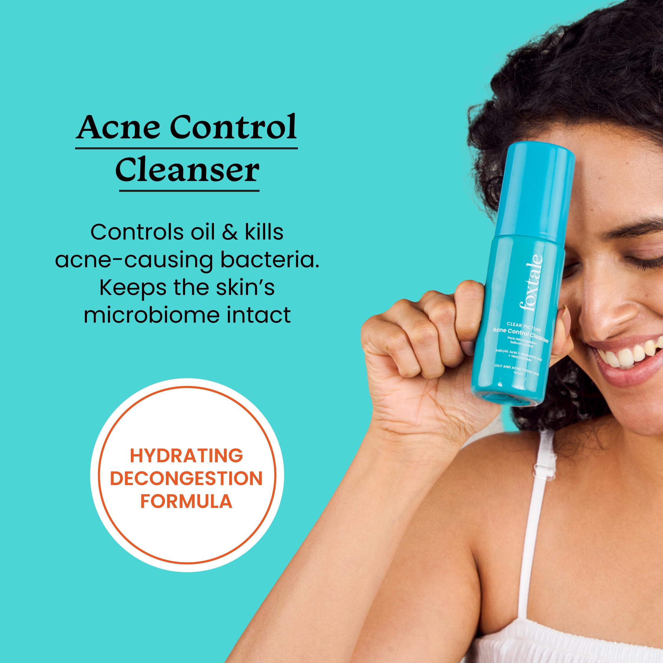 Foxtale 2% Salicylic Acid Acne Face Wash for Oily & Acne-Prone Skin - Oil Control & Bacteria-Fighting Cleanser for Men & Women (100ml) - Daily Skincare for Breakouts & Blackheads