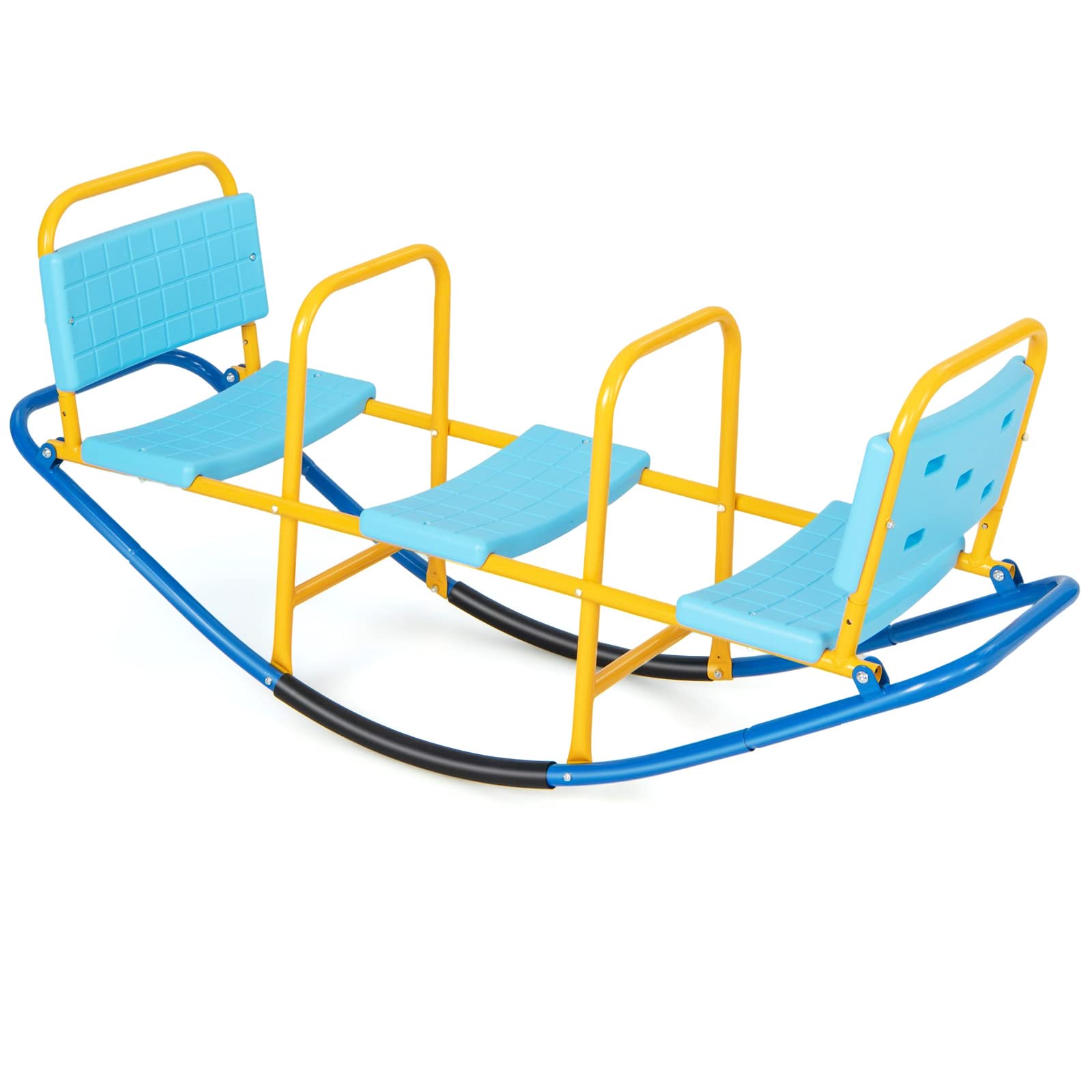 Costzon 2-in-1 Metal Teeter Totter Seesaw for Kids Ages 3-8 - Outdoor Rocking Toy with Easy-Grip Handles for 1-3 Toddlers - Durable Preschool Backyard & Indoor Play Equipment - Perfect Birthday Gift for Boys & Girls - Ideal for Backyards, Parks, Daycares and Playrooms
