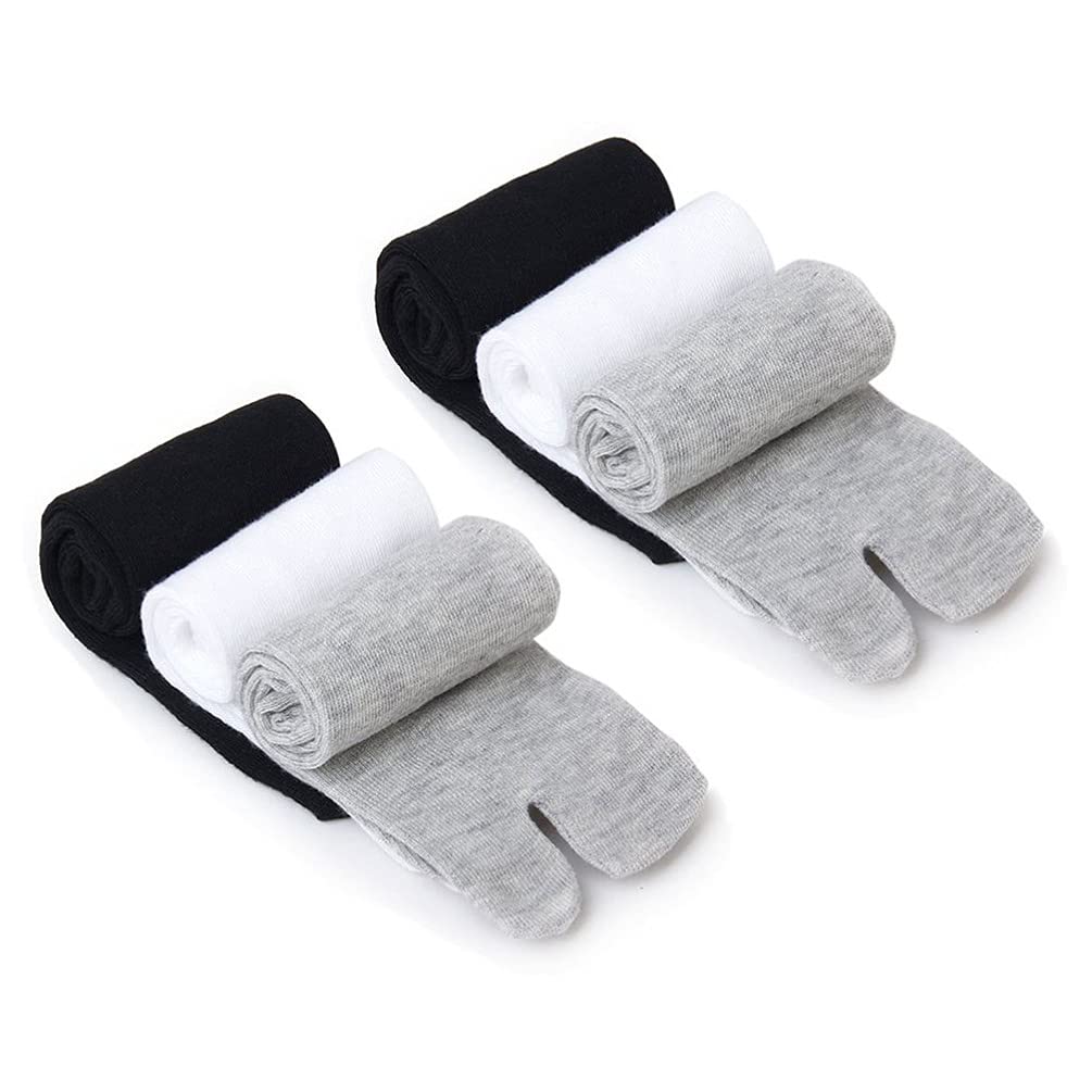 Breathable Tabi Toe Socks for Men & Women - 3 Pairs (White, Grey, Black) - Split Toe Design for Sandals, Yoga & Indoor Activities - Comfortable Elastic Casual Socks