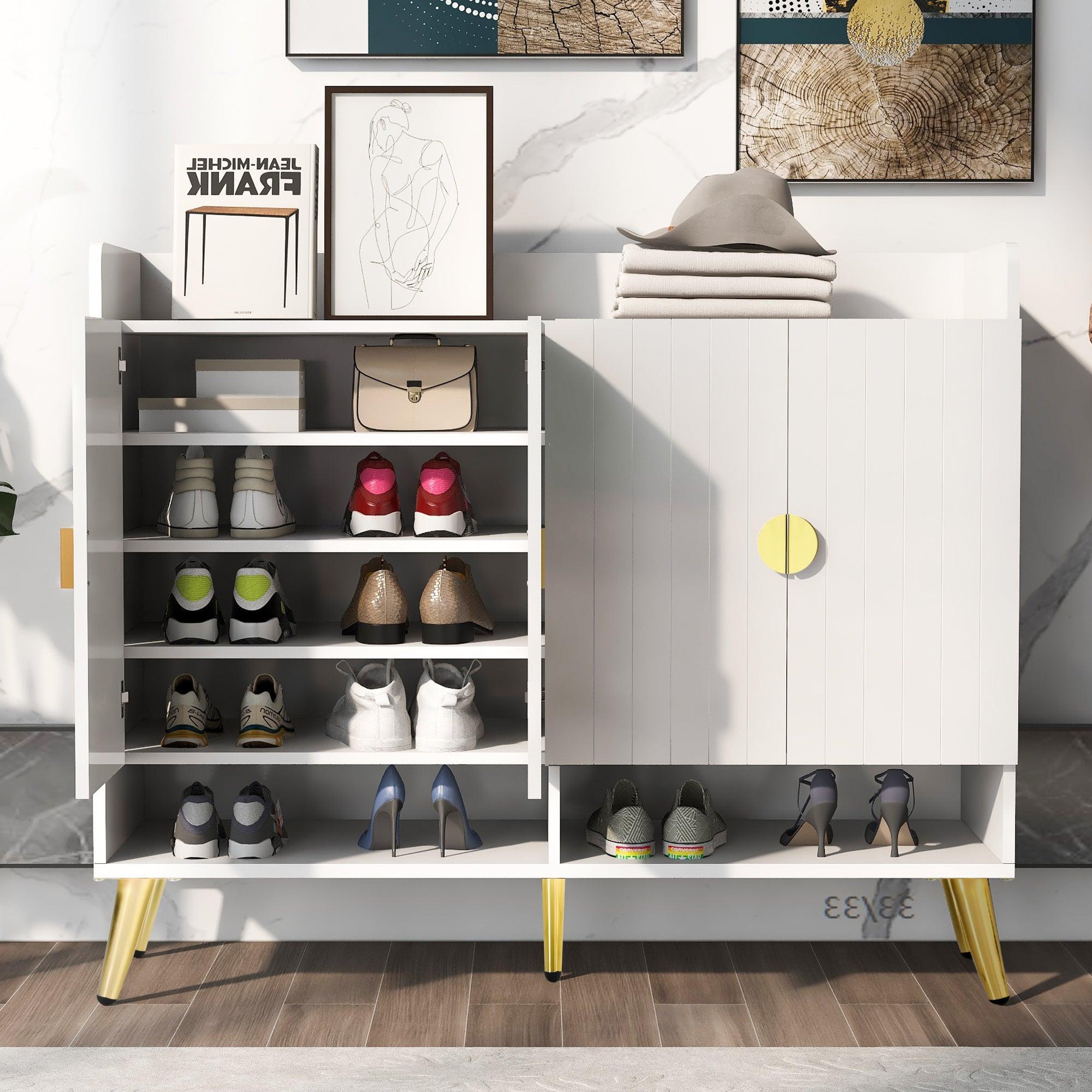 11-Tier Adjustable Shoe Storage Cabinet - Modern Wooden Shoe Organizer for Entryway, Closet & Bedroom - Space Saving Shoe Rack for Sneakers, Boots & Heels