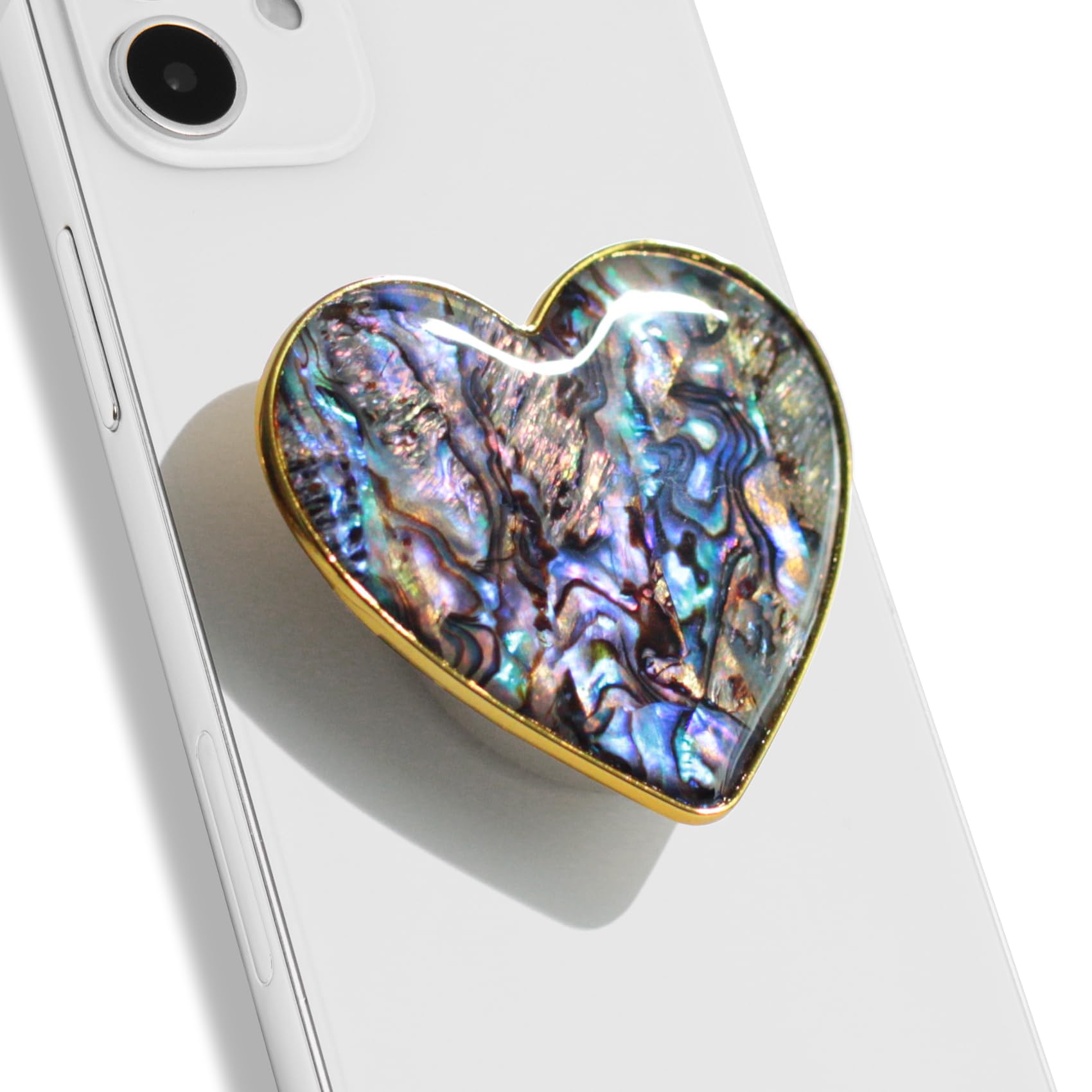 DALSTONE Authentic Natural Sea Shell Mother of Pearl Expandable Collapsible Phone Grip Stand - Compatible with iPhone, Samsung & Tablets - Perfect for Hands-Free Viewing, Selfies & Video Calls (Black Freshwater)