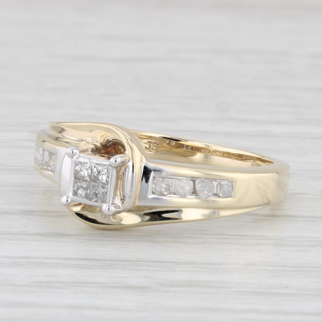 0.18ctw Princess Cut Diamond Engagement Ring in 10k Yellow Gold - Size 7.25 - Perfect for Proposals, Anniversaries & Special Occasions