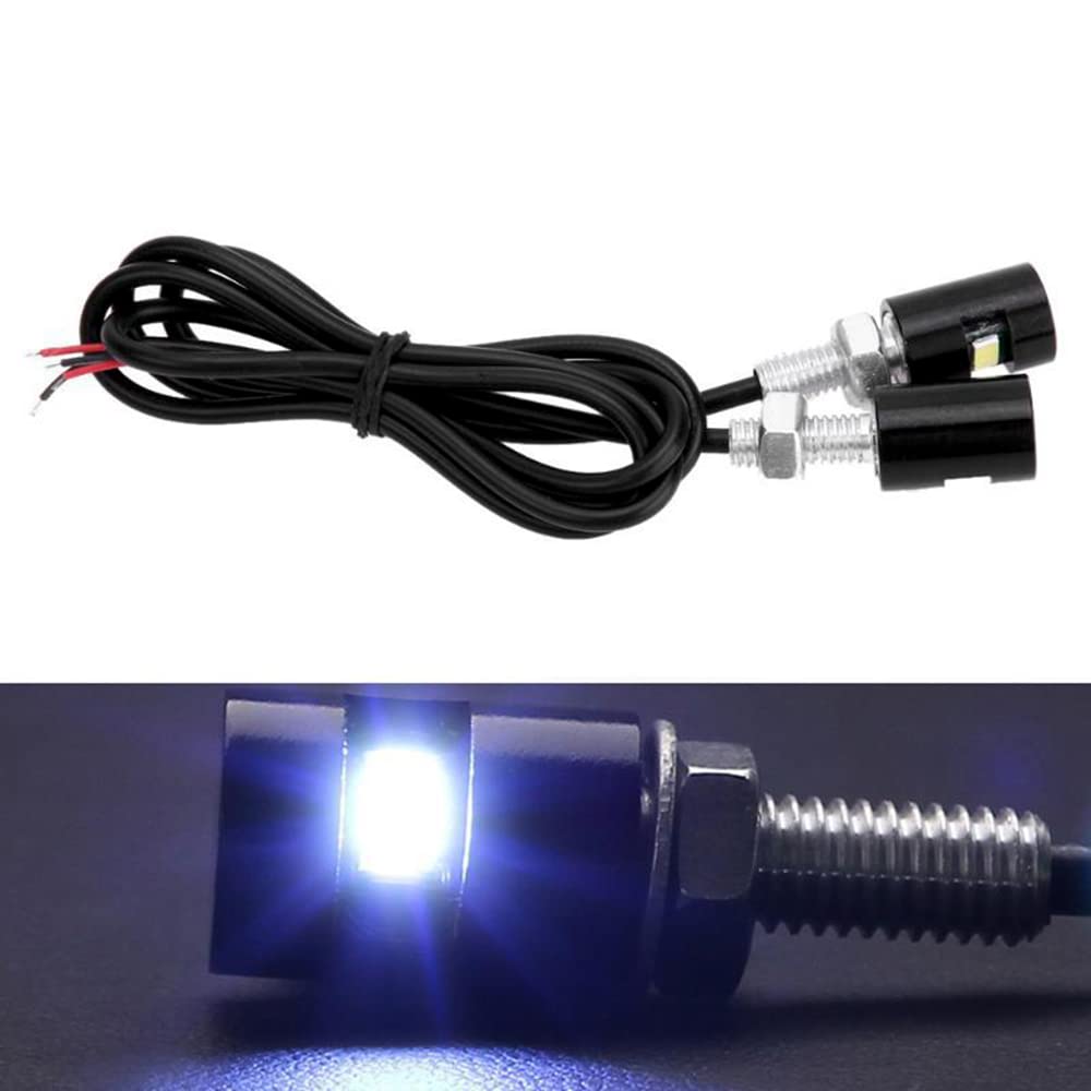 2PCS 12V Waterproof LED License Plate Lights for Car, Motorcycle, Truck, RV, ATV - Durable Screw Bolt Mounting for Night Driving & Vehicle Safety