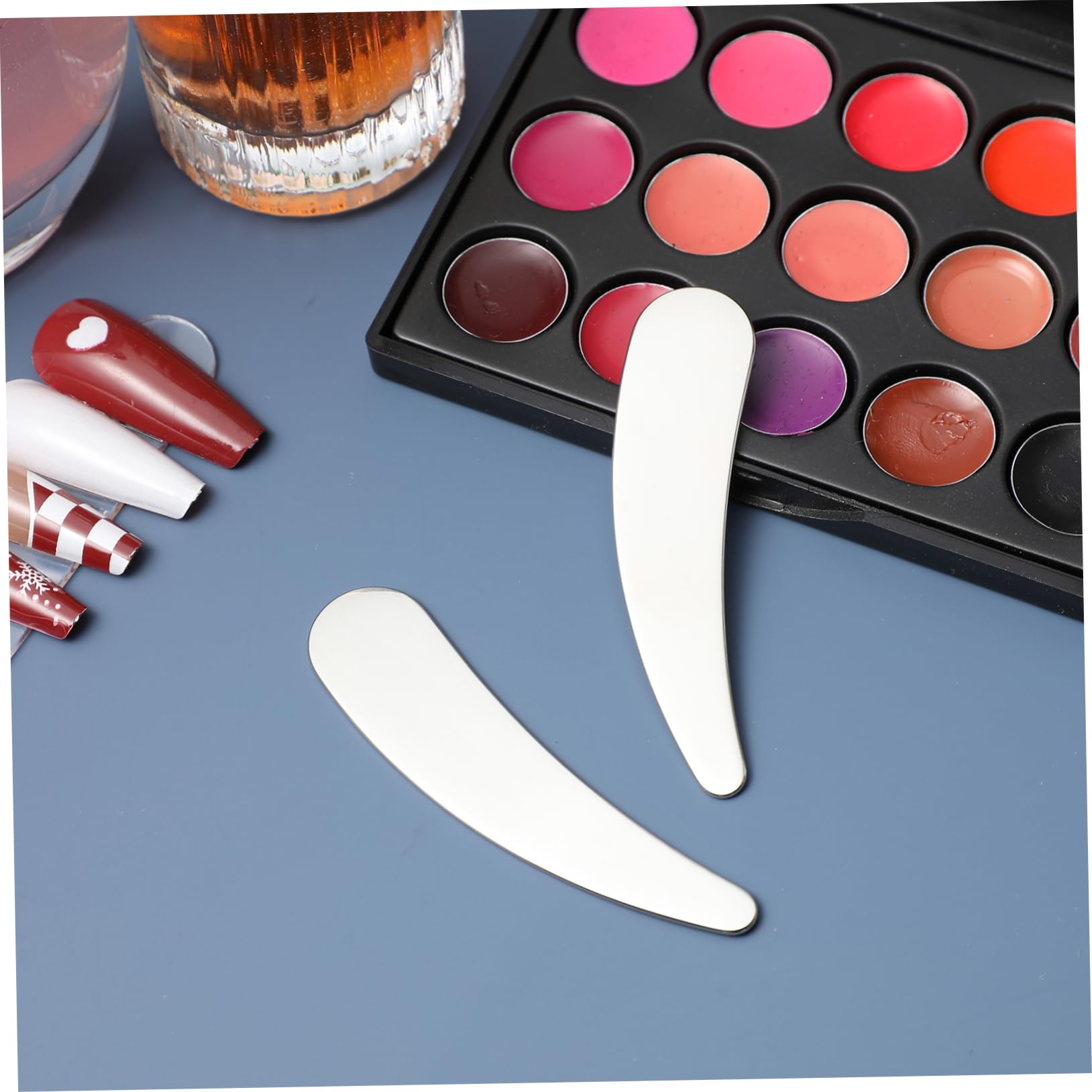 Didiseaon 2-Pack Stainless Steel Mini Cosmetic Spatulas - Face Cream & Makeup Scoop Applicator Tools for Estheticians & DIY Skincare - Perfect for Jars, Bottles & Travel Kits