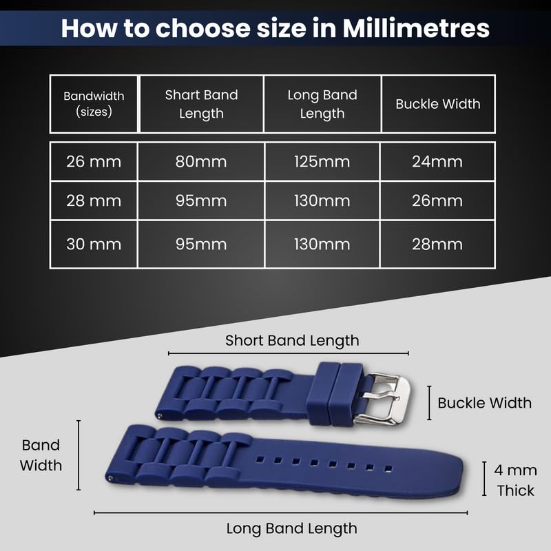 Premium Adjustable Silicone Watch Band for Women & Men - Sporty Durable Rubber Strap - Waterproof Replacement for Smart & Regular Watches - Ideal for Running, Swimming & Outdoor Activities