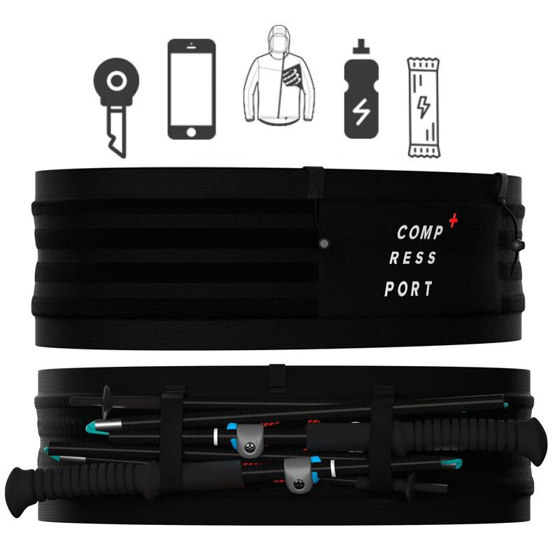 Compressport Unisex Free Belt Pro - Lightweight Running Waist Pack for Jogging, Hiking & Travel - Black