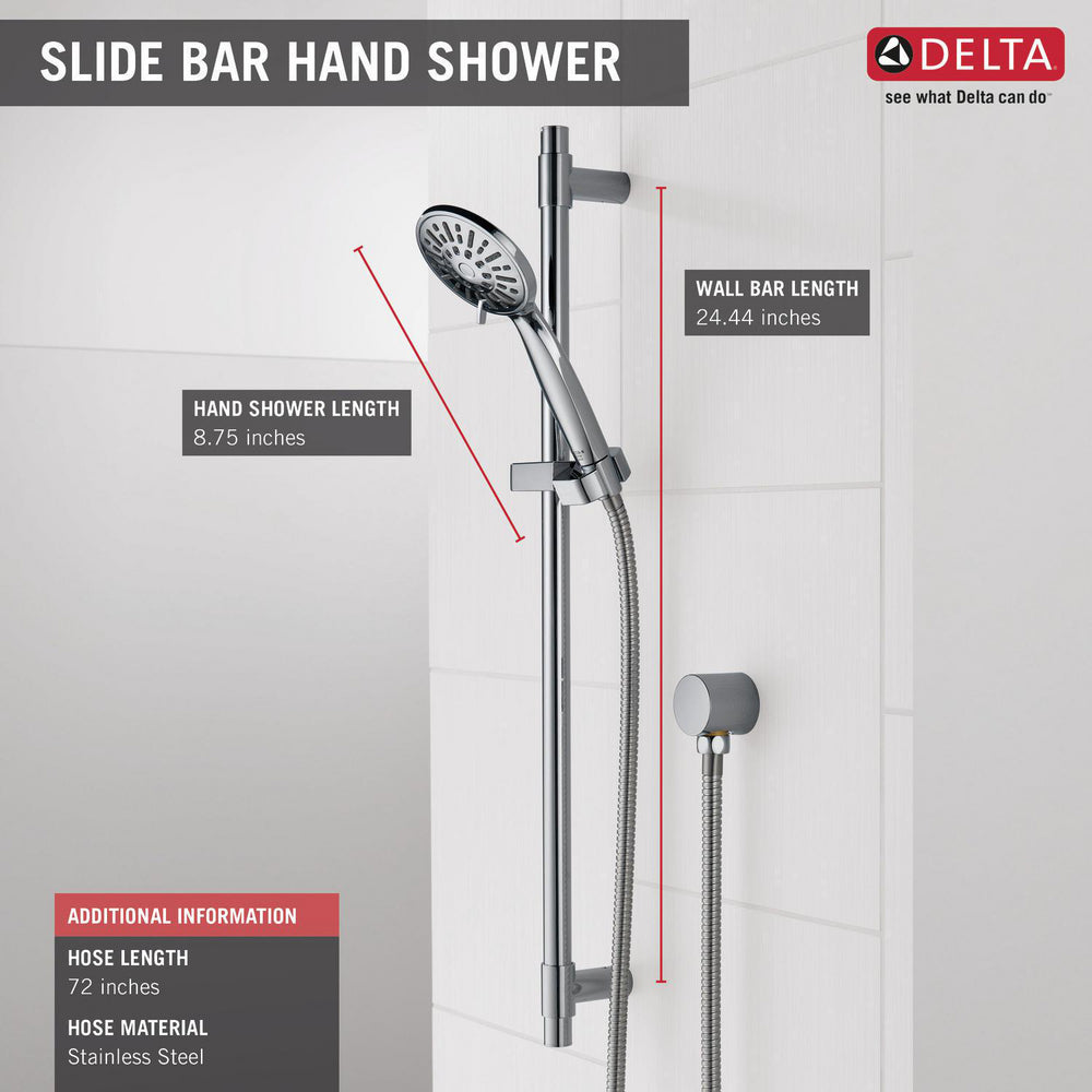 Delta 4-Setting Hand Shower with Slide Bar in Chrome - Perfect for Bathroom Upgrades & Spa-Like Shower Experience (Model 51361)
